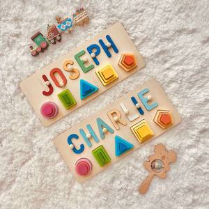 Juguete de madera apilable con letras y formas coloridas personalizadas para el aprendizaje de los niños - Product Image 5