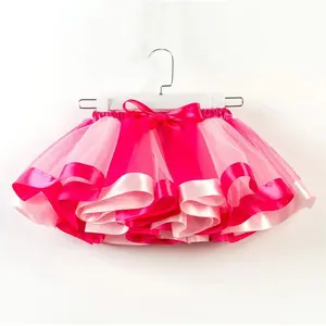 Vestido de balé de dança de meninas de verão com babado arco-íris saia curta tutu com babado saia arco-íris para meninas