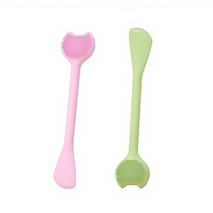 Pinceau applicateur de masque facial en silicone double tête personnalisé, 3-en-1, spécial salon de beauté, pour massage facial et nettoyage, applicateur de masque boueux - Product Image 2