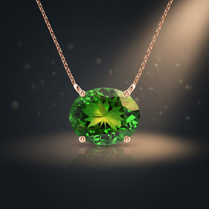 Joyería Vaayu, Colgante Solitario Ovalado Moderno con Esmeralda para Mujer, Regalo de Joyería de Lujo, Oro 10K 14K 18K, Plata 925 935 - Product Image 1