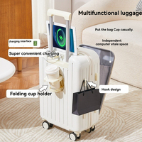 Valise à roulettes multifonctionnelle 18/20 pouces en aluminium léger, bagage cabine portable avec serrure à combinaison