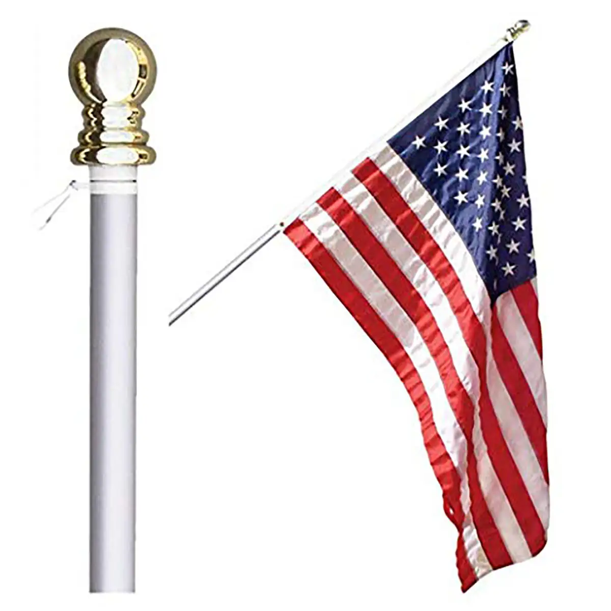 Yüksek kaliteli dolaşmayan iplik bayrak direği alüminyum gümüş renk bayrak direği braketi güvenli montaj bayrak direği