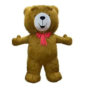 Kostum beruang Teddy raksasa, kostum mewah beruang kutub pesta ulang tahun karnaval Cosplay gaun mewah kartun berjalan boneka maskot