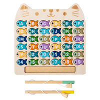 Juego de Pesca con Letras y Números Montessori, Tablero de Rompecabezas de Madera, Juguete Educativo de Pesca para el Desarrollo Cognitivo, Conteo y Ortografía de Niños Pequeños