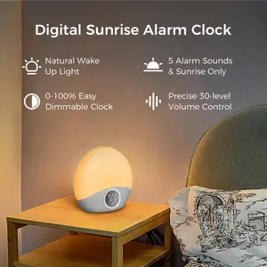 HiFiD Neues Design 30 Schlaf-Sounds Sonnenaufgang Wecker Uhr weißer Rausch Schallgerät mit Nachtlicht
