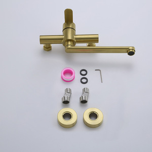 European Style Gold In Wall Dual Handle Thermostatic Kitchen Faucet 2.0-2.9gal Mop Sink Wall Mounted Ceramic Valve Core - Product Image 1