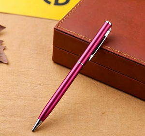 Stylo bille portable en aluminium fin avec clip métallique, personnalisable multicolore, pour le commerce transfrontalier – Stock usine - Product Image 1