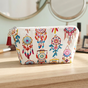 Geometric Organic Cotton Cute Cosmetic <b>Bag</b> <b>with</b> <b>Zipper</b> Closure and <b>Large</b> Capacity - Product Image 3