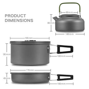 Ensemble de cuisine de camping portable et léger en acier inoxydable poli, comprenant une poêle, une casserole et un couvercle en acier inoxydable, pour cuisinière à gaz de voyage - Product Image 6