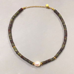 <span class=keywords><strong>Collier</strong></span> tendance en acier inoxydable avec perles d'agate et breloque en perle d'eau douce naturelle, idéal pour les vacances à la plage - Product Image 5