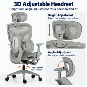 <span class=keywords><strong>Sedia</strong></span> da <span class=keywords><strong>Ufficio</strong></span> Ergonomica in Rete Completa con Schienale Alto, Poggiatesta Regolabile, Rotazione a 360° e Braccioli 3D per Casa e <span class=keywords><strong>Ufficio</strong></span> - Product Image 2