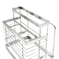 Accueil Cuisine Organisateur en acier inoxydable Conteneur Comptoir de rangement avec porte-couteau Boîte à couverts Planche à découper
