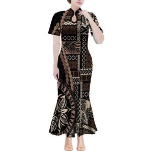 Vestidos Casuales Estilo Hawaiano con Cuello Mao, Diseño de Gota de Agua, Ajustados, Tipo Sirena, para Fiesta de Graduación, Precio al por Mayor - Product Image 2