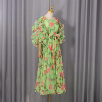 GX7246 Robe longue de soirée sexy imprimée à manches courtes bouffantes, qualité luxe, mode féminine, boutique de vêtements