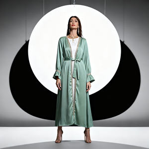 Vestido Abaya Elegante de Poliéster con Encaje de Alta Calidad para Mujeres Musulmanas, Proveedor Mayorista Personalizado - Product Image 4