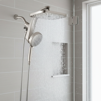 Pommeau de douche carré moderne en laiton poli haute pression avec jets de pluie puissants, ensemble pulvérisateur à main, 10 jets, conception détachable, céramique