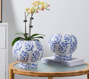 YS <span class=keywords><strong>Vasi</strong></span> Decorativi in Ceramica Blu <span class=keywords><strong>e</strong></span> Bianchi, Fioriere Rotonde in Ceramica per <span class=keywords><strong>Piante</strong></span> da Interno - Product Image 3