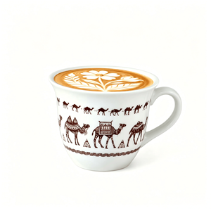 Ensemble de tasses à café en céramique traditionnelle arabe écologiques 70 ml Motif chameau Mini tasses pour restaurants et cafés - Product Image 1