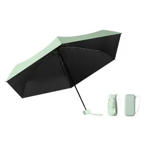 Parapluies de protection solaire pour filles production UV Sac de transport Parapluie portable 6 plis avec sangle Mini parapluie de poche à capsule