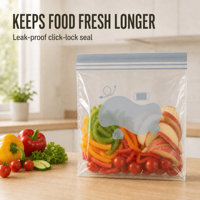 Sac alimentaire personnalisé sans BPA en PE avec soufflet de fond en matériau de qualité alimentaire et fermeture éclair Click-Lock