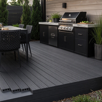 YYnori Tarima de WPC de doble ranura, hueca, con grano de madera, color carbón, 25mm, canal cuadrado de 160mm para patio trasero, impermeable, directo de fábrica