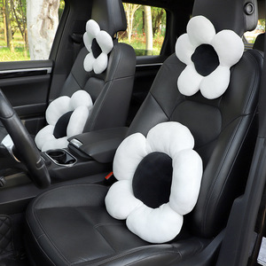 Coussin de siège ergonomique pour voiture, support lombaire et appui-tête floral pour le confort intérieur de la voiture - Product Image 2