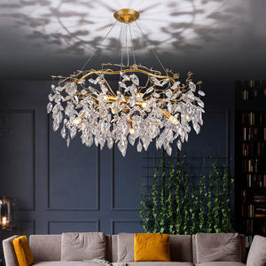 Lustre <span class=keywords><strong>de</strong></span> salon en or <span class=keywords><strong>de</strong></span> luxe européen Lustre suspendu en cristal LED <span class=keywords><strong>de</strong></span> plafond personnalisé - Product Image 4