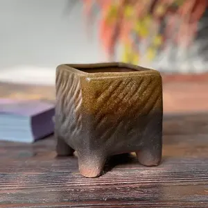 Macetas de cerámica para plantas y flores, macetas cuadradas pequeñas y simples modernas, de cerámica - Product Image 3