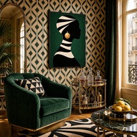 Décoration murale encadrée avec silhouette féminine africaine, thème artistique, pour résidence de vacances européenne, décoration murale d'accent pour salon, vente en gros