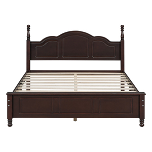 Letto matrimoniale in legno con piattaforma e due comodini, set camera da letto in noce scuro - Product Image 4