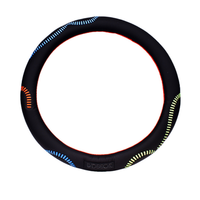 Funda para Volante Negra con Costuras Naranjas, Universal, Accesorio para Auto