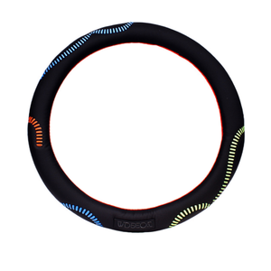 Housse de volant noir et orange, surpiquée, universelle, accessoire automobile - Product Image 2