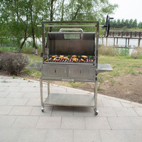 Barbecue portable en acier inoxydable avec gril argentin Santa Maria intégré, type brique réfractaire, pour Asado traditionnel, motorisé