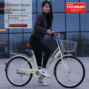 Bicicletta Classica da Città per Donna, Monovelocità, in Acciaio al Carbonio, con Sedile Posteriore e Cestino, Stile Urbano per Adulti - Product Image 2