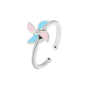 Colorful Drop Glue Windmill Anxiety Spin <b>Ring</b> Adjustable Copper Gold Plated <b>Stress</b> Relief Korean Jewelry Wholesale For Women - Product Image 5