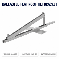 Support de panneau solaire inclinable en aluminium avec base lestée pour toit plat et pied arrière réglable en triangle