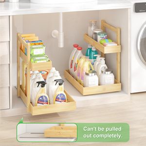 Armoire coulissante à 2 niveaux Organisateur vertical coulissant <span class=keywords><strong>sous</strong></span> l'évier <span class=keywords><strong>Étagère</strong></span>s de rangement pour salle de bain, cuisine et salle de bain à usages multiples - Product Image 3