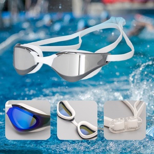 Lunettes de natation professionnelles unisexes anti-buée avec réglage par pression, colorées, vente en gros, équipement de natation en plein air - Product Image 3