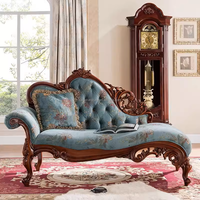 Canapé en cuir de style américain en bois massif noble, canapé de salon, canapé de balcon, chaise longue de style européen sculptée