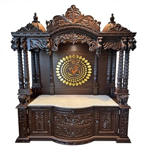 Templo de Madera Tallado a Mano con Acabado Natural para el Hogar, Gran Mandir de Madera de Teca para el Hogar, Compre un Templo de Madera de Teca con Cúpula Superior - Product Image 6