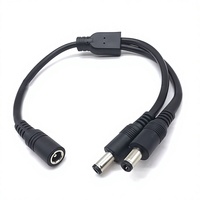 Saf Bakır 075 mm DC 5521/5525 İki Yönlü Güç Dağıtıcı 1'den 2'ye/Çift Çıkışlı 225V V-0 Alev Geciktirici 0,3m/0,7m Güç Kablosu