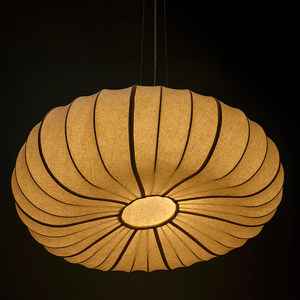 Lustre rond en tissu de style japonais, six ampoules E27, pour la décoration intérieure - Product Image 3
