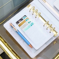Hongbo meilleure vente école/bureau cadeau A6 Saffiano Epi cuir reliure à anneaux feuille de mouche en vrac avec fentes pour cartes et une boucle de stylo élastique