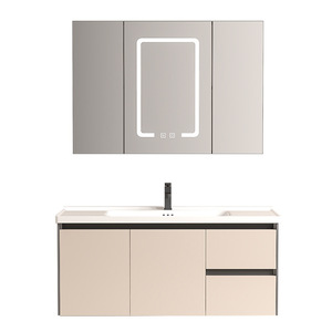 New 2026 Custom PVC White European-style <b>Wall</b>-mounted Waterproof Bathroom Vanity with LED Light Strip <b>Mirror</b> Cabinet and Sink - Product Image 6
