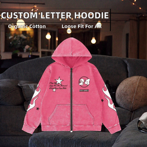 Sudadera con Capucha Personalizada, con Cierre, de Invierno, Talla Grande, 100% Algodón Orgánico, Ecológica, Estilo Hip Hop - Product Image 2