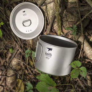 Mug en titane sablé gris argenté ultraléger et écologique multi-usages 900 ml pour pique-nique en plein air, camping, randonnée, backpacking - Product Image 5