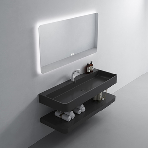 Mueble de Baño de Pared con Acabado Mate de Resina y Espejo LED de 3 Colores, en Oferta - Product Image 1