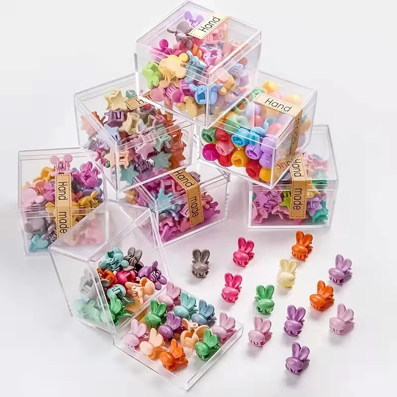 36pcs Box Kids Flower Star Animal Mini Hair Claw Clips Girls Cute Hair Clips Style Decoration Accessories