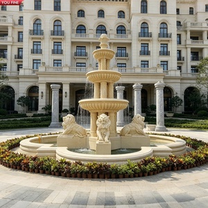 Fontaine à trois niveaux YOUFINE en marbre blanc avec relief <span class=keywords><strong>de</strong></span> tête <span class=keywords><strong>de</strong></span> <span class=keywords><strong>lion</strong></span> doré, fontaine en pierre pour la <span class=keywords><strong>d</strong></span>écoration <span class=keywords><strong>de</strong></span> villas <span class=keywords><strong>de</strong></span> luxe et <span class=keywords><strong>de</strong></span> cours. - Product Image 6