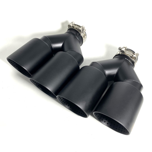 1 Paire (G+D) de doubles embouts d'échappement noirs en acier inoxydable, système de tuyaux d'échappement universels, silencieux pour BMW, Benz, <span class=keywords><strong>Golf</strong></span> <span class=keywords><strong>7</strong></span> - Product Image 2